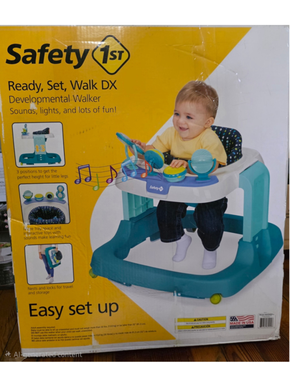 Safety 1st Ready, Set, Walk DX Developmental Baby Walker Teal and White